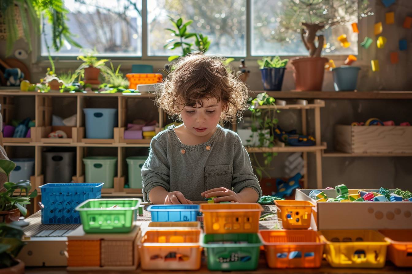 Chambre d'enfant éco-innovante décorée avec des matériaux recyclés colorés et créatifs